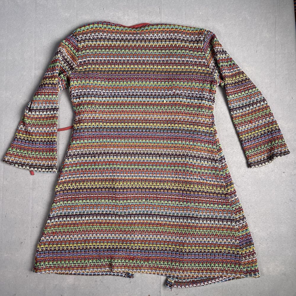VTG Pretty Girl USA Handmade Feel Loose Knit Crochet Cover‎ Up Cardigan XL Boho - Picture 10 of 11